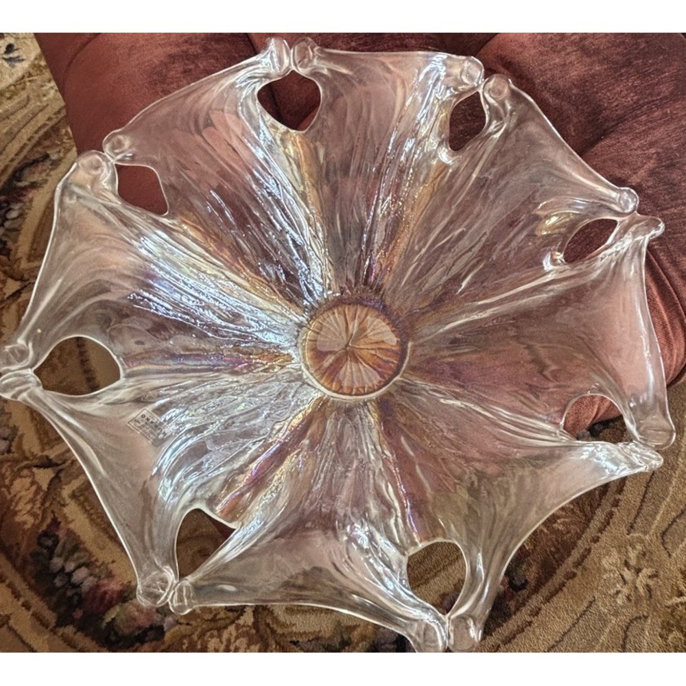 Lavorazione Arte Murano Iridescent Art Glass Bowl Made In Italy